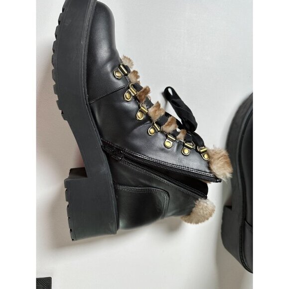 American Eagle combat boots with fur, women's size 10 - Picture 3 of 6